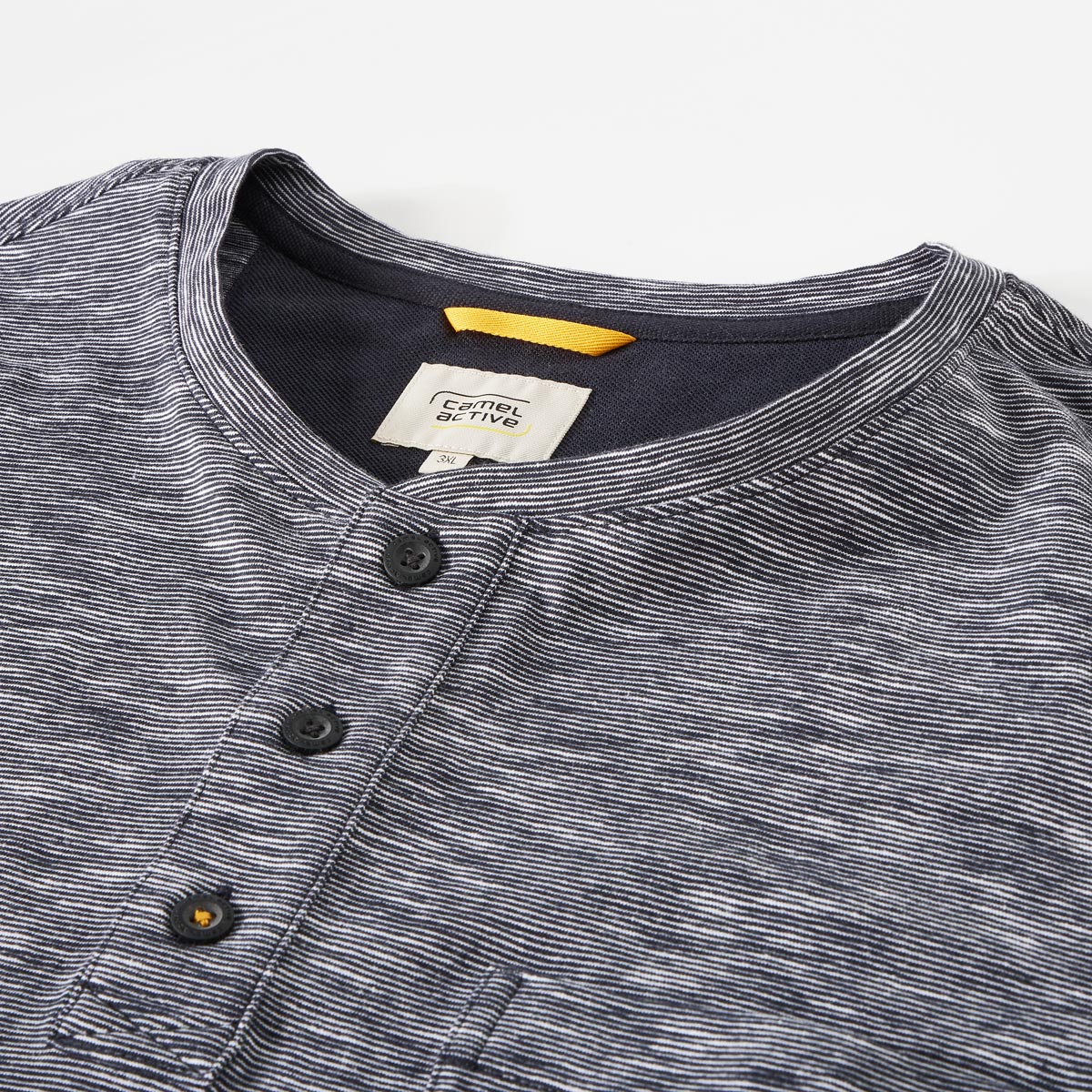 camel active T-Shirt mit Serafinokragen dunkelblau