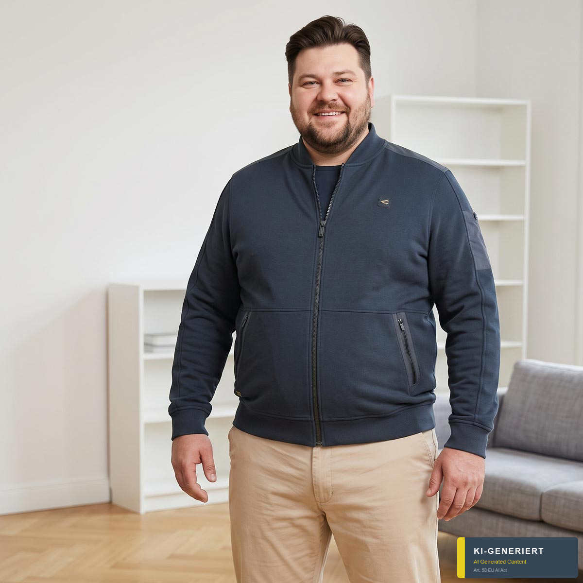 camel active Sweatjacke mit Stretch dunkelblau