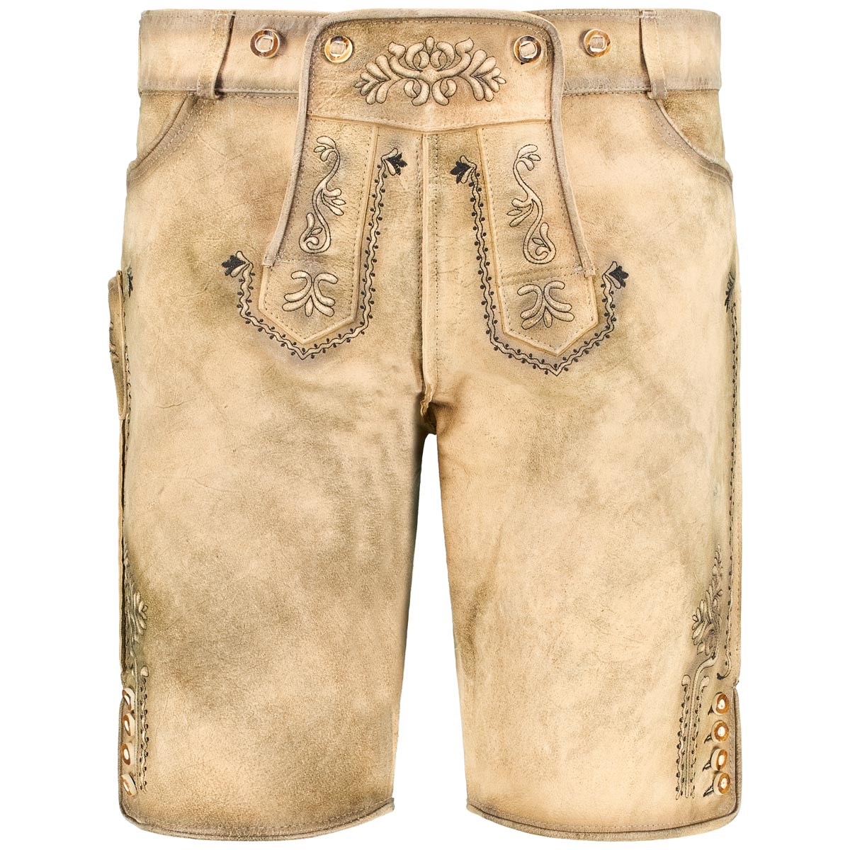 Lederhose mit Träger und Stickerei