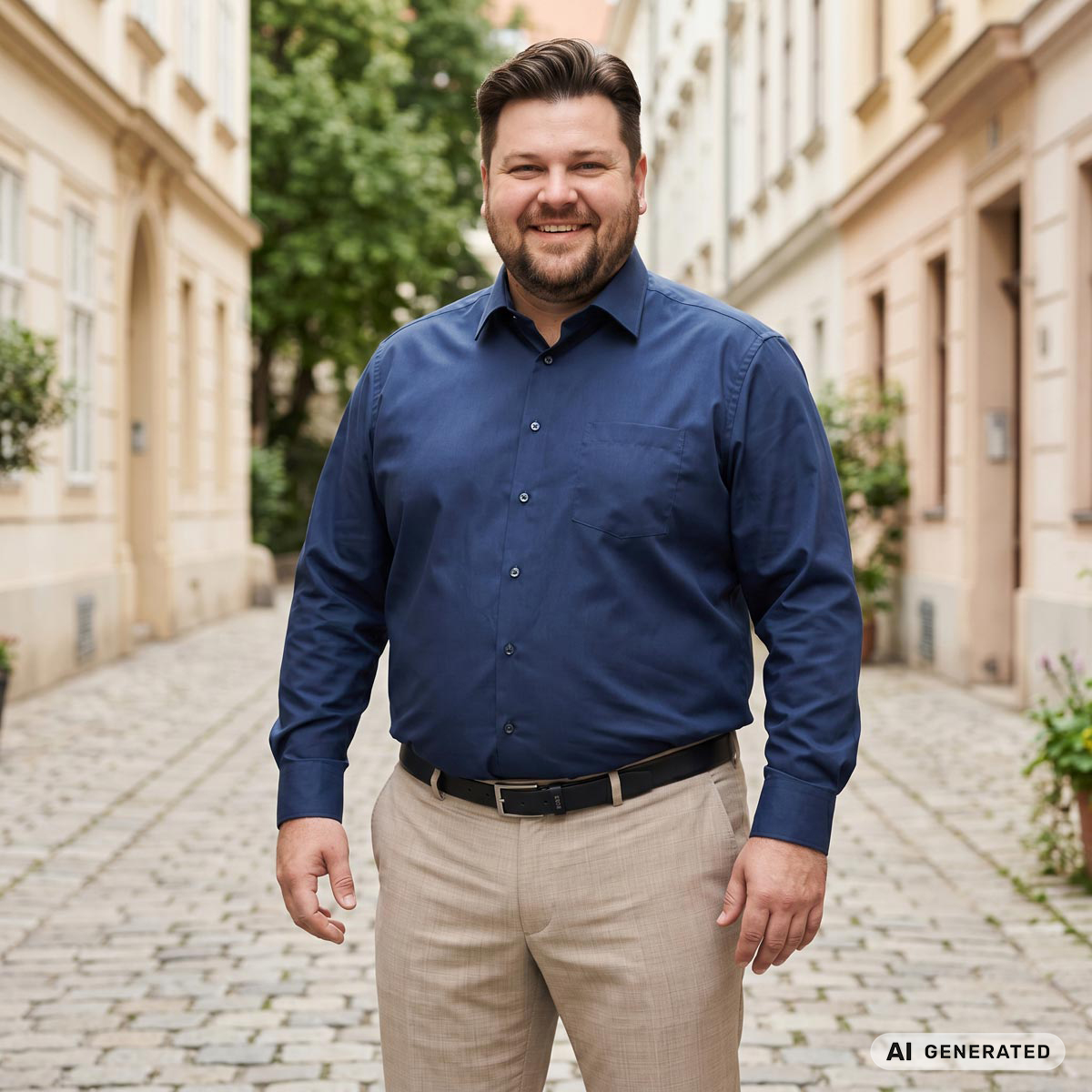 VENTI Businesshemd aus Baumwolle jeansblau