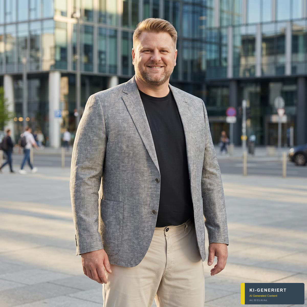 Weis Sakko mit Leinen, leicht blau