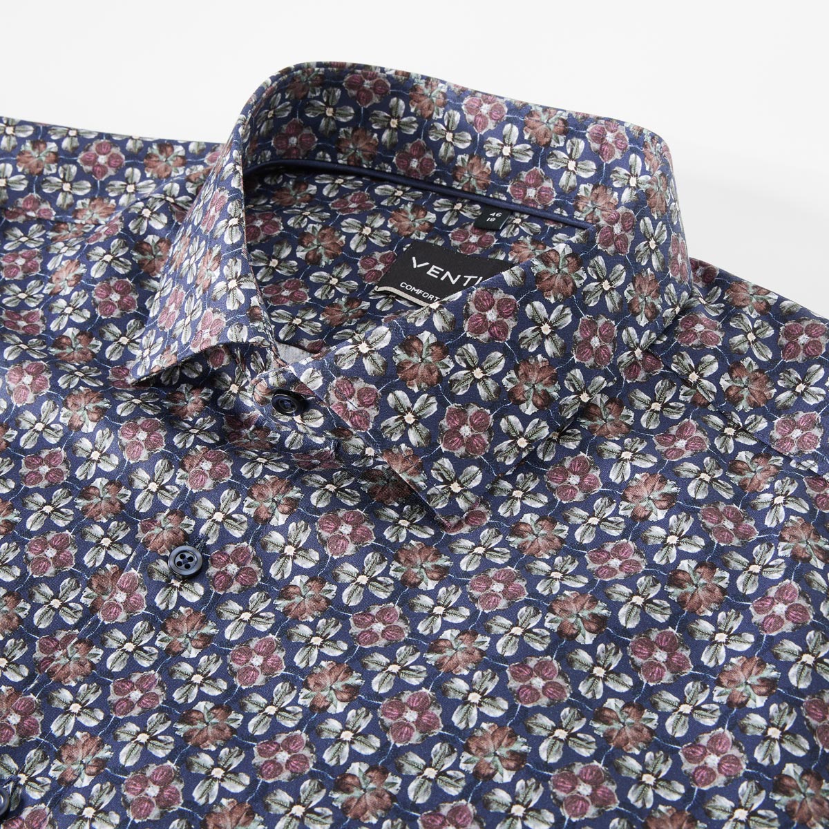 VENTI Businesshemd mit floralem Muster blau