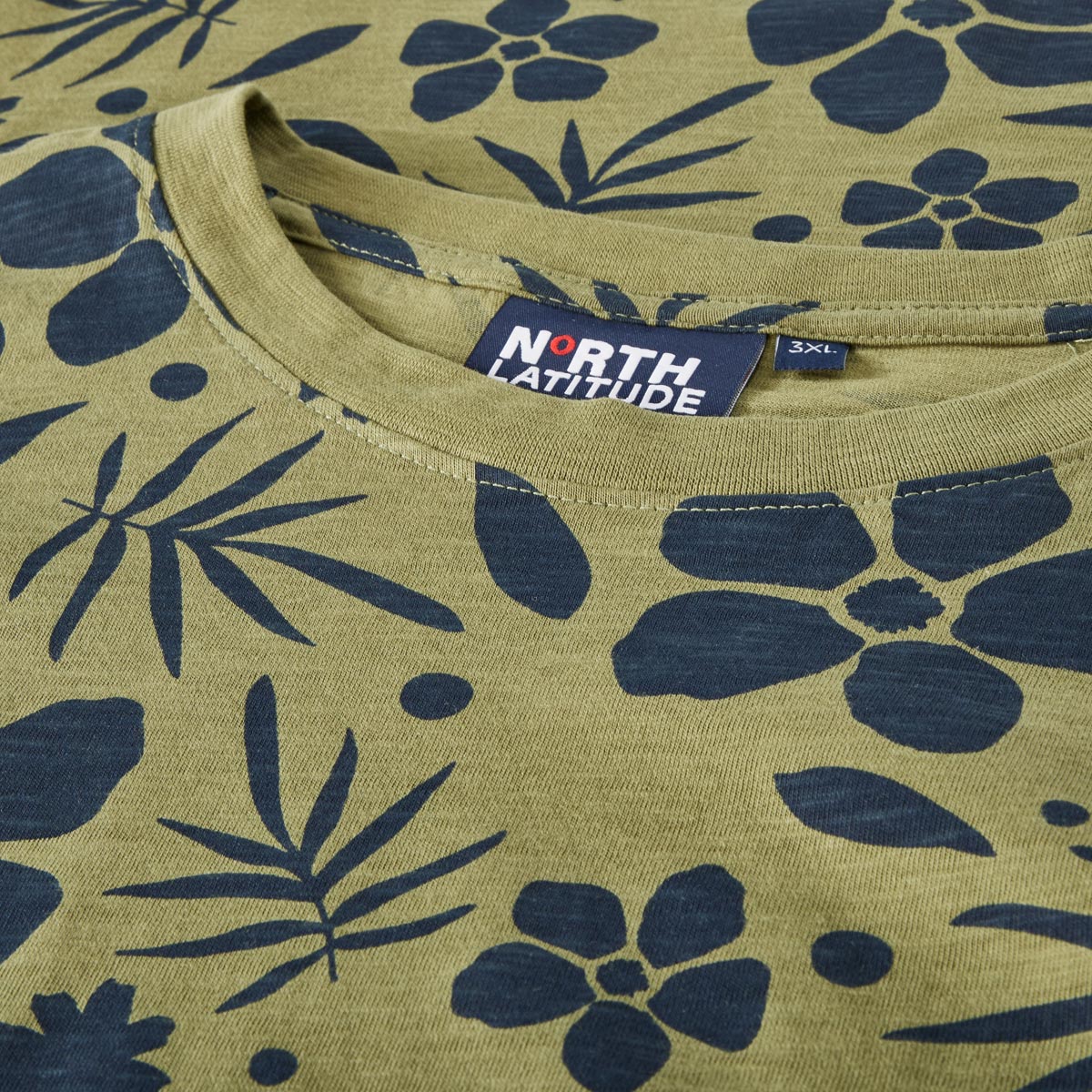 North T-Shirt mit Allover-Muster Farbe oliv Größe: 7XL günstig online kaufen