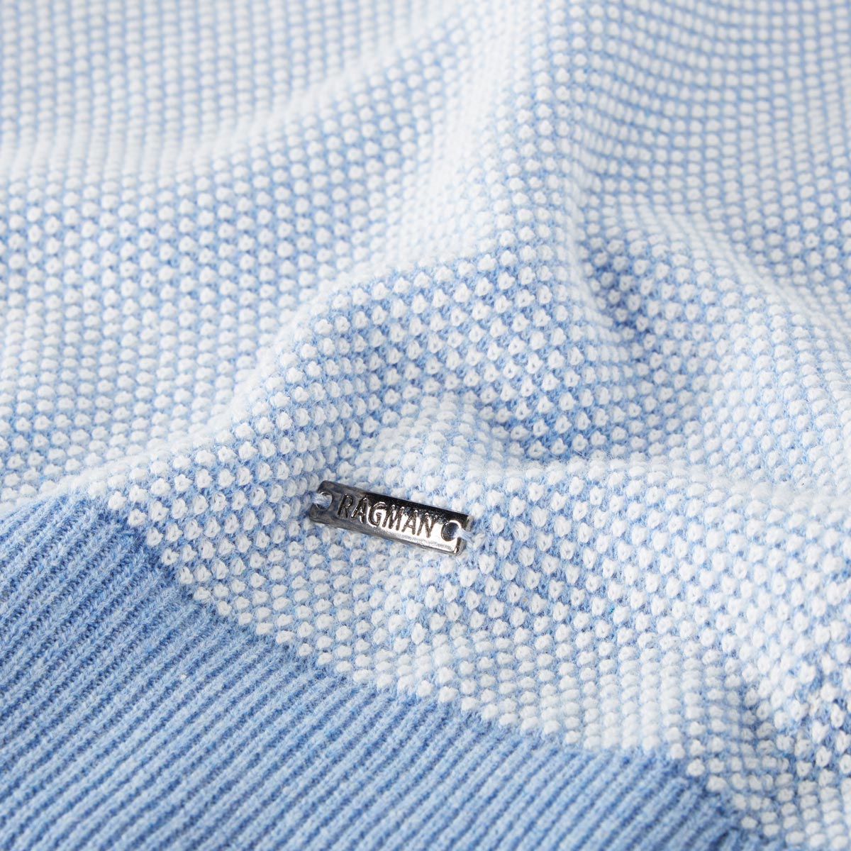 RAGMAN Strick-Poloshirt mit Kontrastdetails hellblau