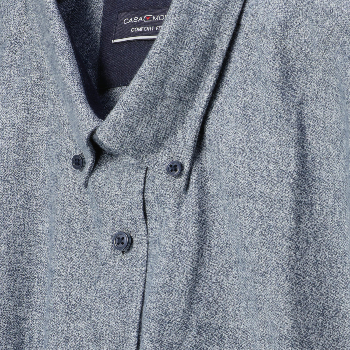 CASA MODA Freizeithemd aus Baumwoll-Flanell blau