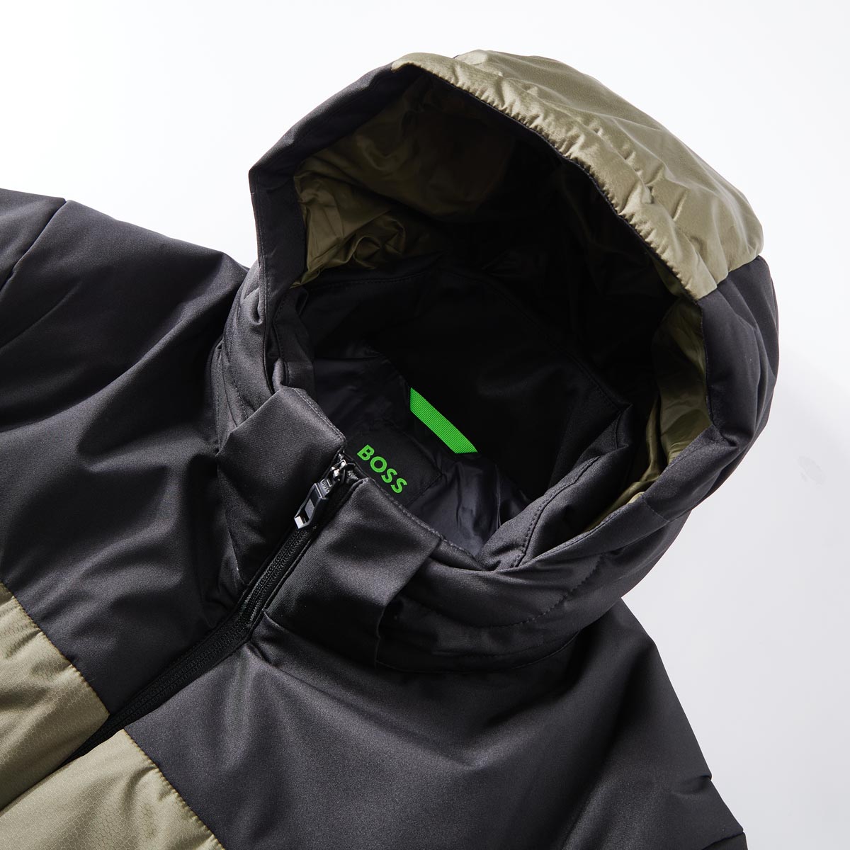 BOSS Steppjacke mit Daunen-Feder-Füllung, wasserabweisend grün