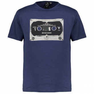 Lässiges T-Shirt mit Kassetten Print blau_0580 | 3XL