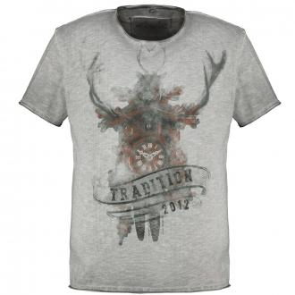 T-Shirt mit Print im Trachtenstyle grau_0201 | 4XL
