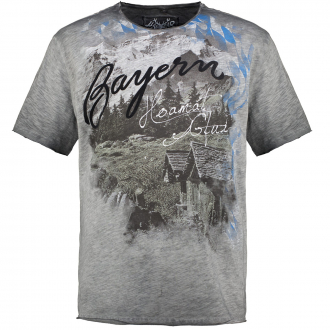 T-Shirt "Bayern Hoamat Gfui" mit Flockprint grau_0201 | 6XL