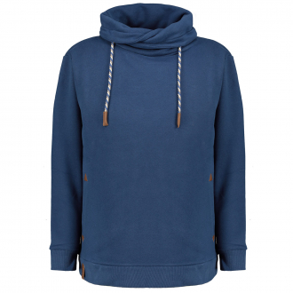 Sweatshirt mit Schalkragen und Kängurutasche dunkelblau_079 | 3XL