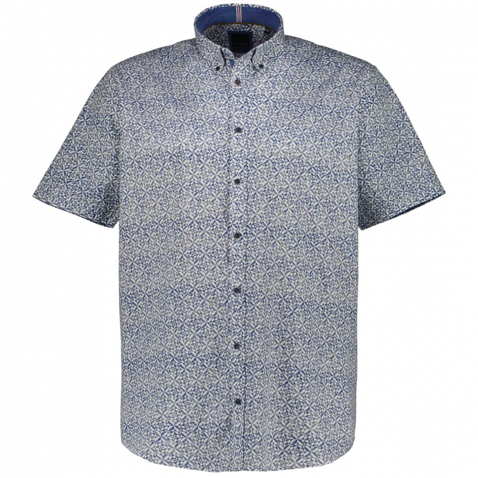 Freizeithemd mit Allover-Print, kurzarm blau/weiß_91/4020 | XXL
