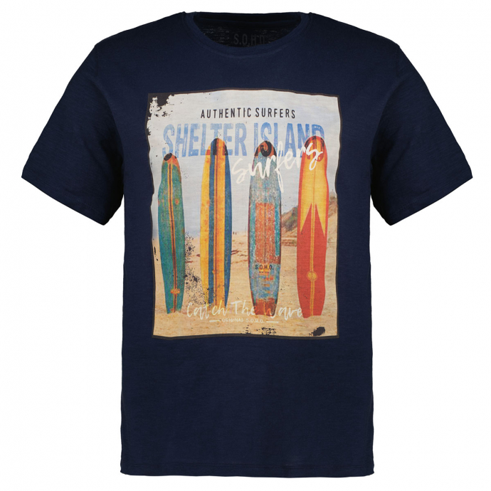 T-Shirt in Flammgarn-Optik mit Foto-Print dunkelblau_200 | 3XL
