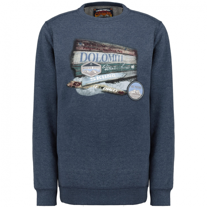 Sweatshirt mit "Dolomiti"-Print und Aufnähern blau_52246 | 6XL