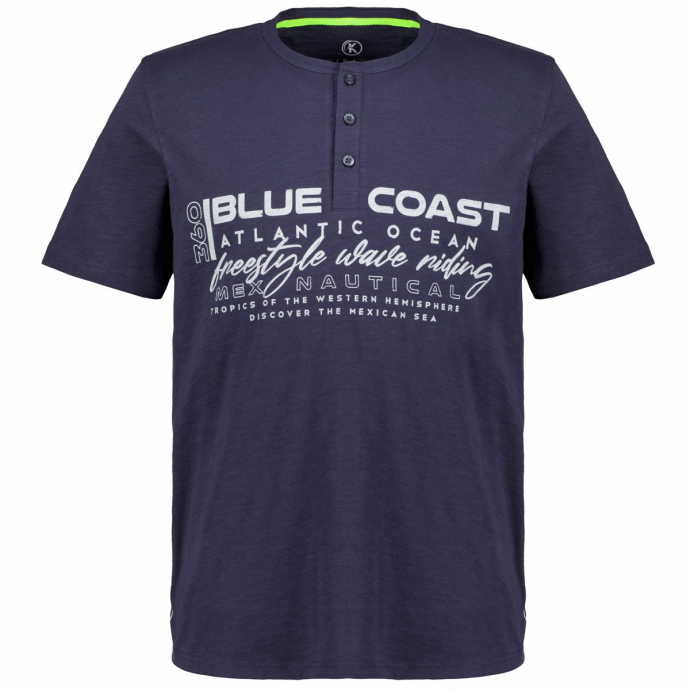 T-Shirt mit Henleykragen, kurzarm marine_10708 | 3XL