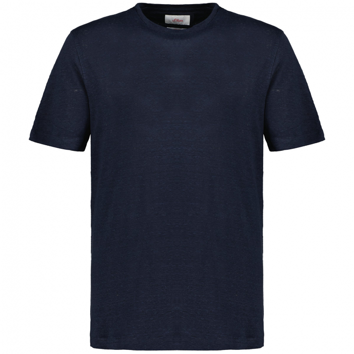 Meliertes T-Shirt aus Leinen-Stretch, kurzarm marine_5978 | 3XL