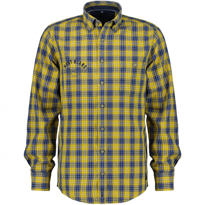 Kariertes Flanellhemd aus Baumwolle, langarm blau/gelb_500/4070 | XXL