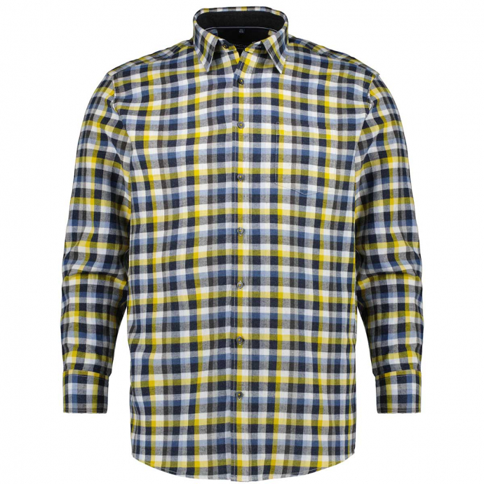 Flanellhemd aus Baumwolle im Karodesign, langarm blau/gelb_100/4070 | XXL