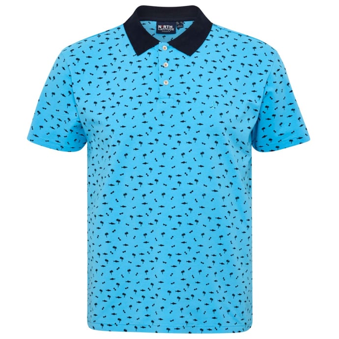 north 56 4 Poloshirt Printed Pique Poloshirt in großen Größen von North, tü günstig online kaufen