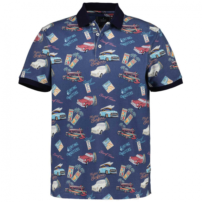 Poloshirt mit Allover-Print aus reiner Baumwolle blau_904 | 3XL