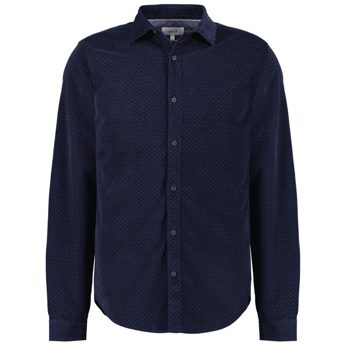 Freizeithemd aus Feincord mit dezentem Muster, langarm dunkelblau_58A8 | 3XL