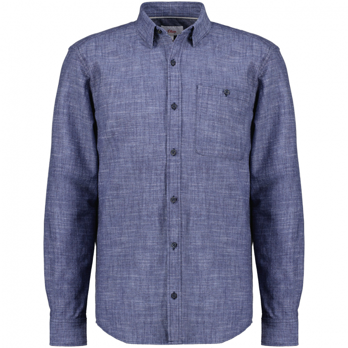 Strukturiertes Freizeithemd aus Baumwolle, langarm blau_5876 | 3XL