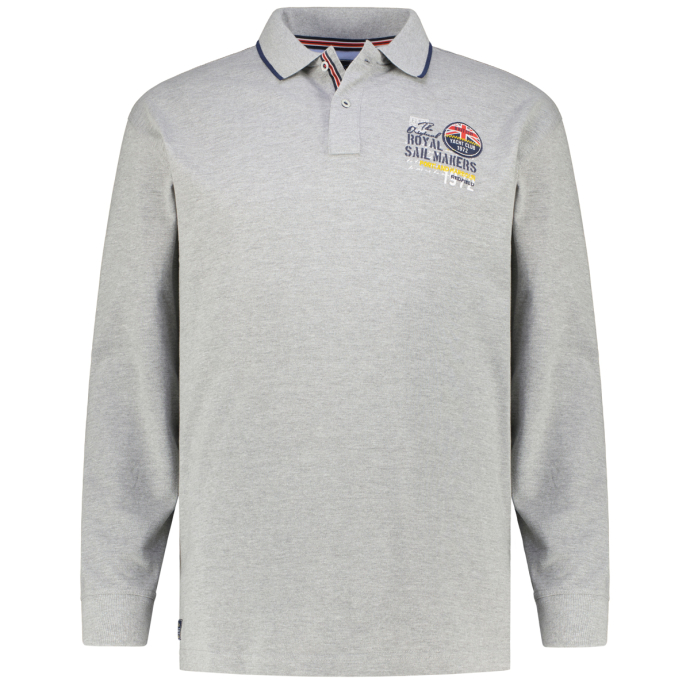 redfield Langarm-Poloshirt Redfield XXL Langarm-Poloshirt schwarz Bruststic günstig online kaufen