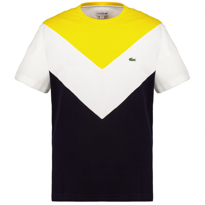 Hochwertiges T-Shirt in Piqué-Struktur mit Colorblocks dunkelblau_BU4 | 3XL