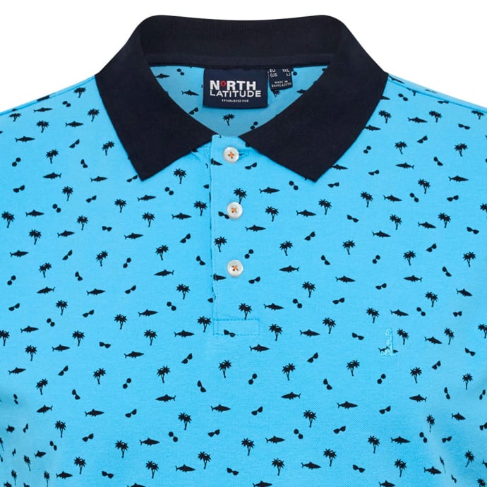north 56 4 Poloshirt Printed Pique Poloshirt in großen Größen von North, tü günstig online kaufen