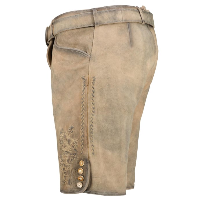 Pfundskerl Kurze Lederhose mit Stickereien und Gürtel günstig online kaufen