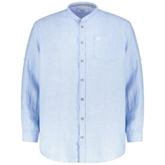Trachtenhemd aus Leinen blau/weiß_1194 | 3XL