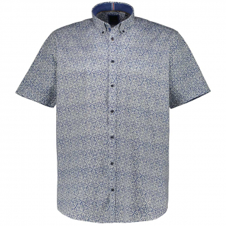 Freizeithemd mit Allover-Print, kurzarm blau/weiß_91/4020 | XXL