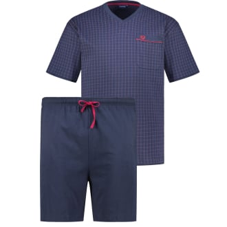 Kurzer Schlafanzug aus Baumwolljersey dunkelblau_360 | 3XL