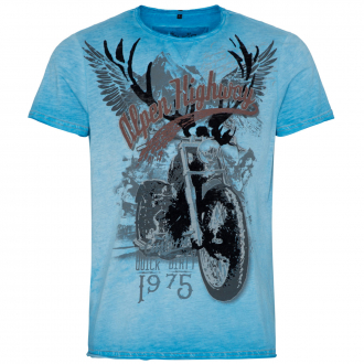 Statement T-Shirt mit Motiv-Print auf Vorder- und Rückseite blau_0141 | 3XL