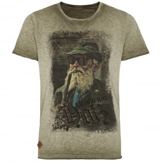 T-Shirt in Oil Washed-Optik mit Print kitt_0193 | 7XL