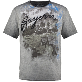 T-Shirt "Bayern Hoamat Gfui" mit Flockprint grau_0201 | 7XL