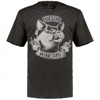 Trachten T-Shirt mit Print "Duaschd" schwarz_0200 | 3XL