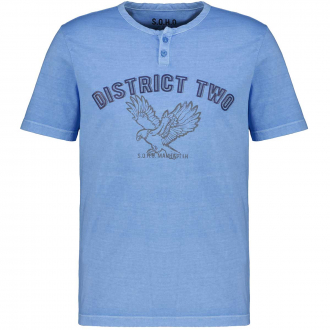 T-Shirt mit Serafino-Kragen und Print azur_212 | 3XL