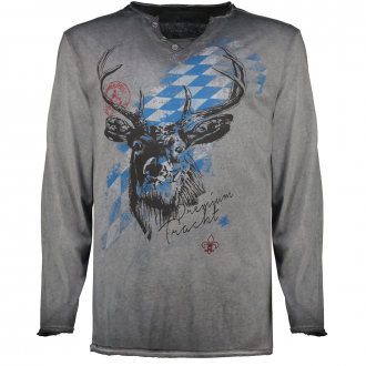 Longsleeve mit Print "Premium Tracht" grau_0201 | 7XL