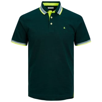 Poloshirt mit Kontrastdetails grün_DEEP TEAL/NEON | 3XL
