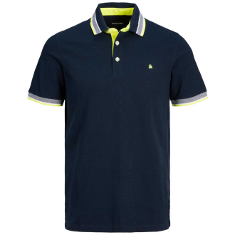 Poloshirt mit Kontrastdetails blau/gelb_NAVY/NEON | 3XL