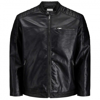 Lederjacke aus Textilleder im Bikerstil, wasserabweisend schwarz_BLACK | 3XL