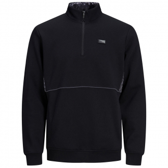 Sweatshirt mit Half-Zip und Kontrastelementen schwarz_BLACK | 3XL