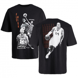 T-Shirt mit Basketball-Print auf Vorder- und Rückseite schwarz_BLACK | 3XL