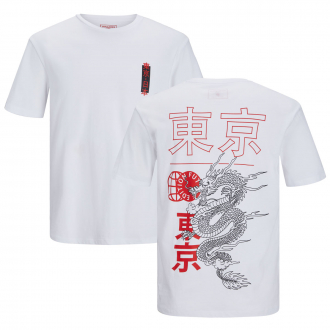 T-Shirt mit Motiv-Print auf Vorder- und Rückseite weiß_WHITE | 3XL