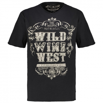 Trachten T-Shirt mit Print "Wild Wine West" schwarz_0200 | 3XL