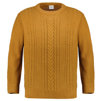 Zopf-Strickpullover mit Rundhalsausschnitt rost_RUBBER | 3XL
