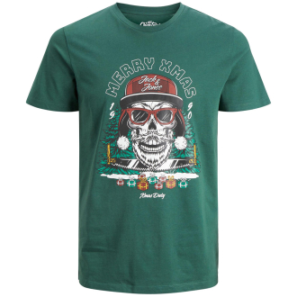 Weihnachts-Shirt mit Skull-Print grün_GREEN | 3XL