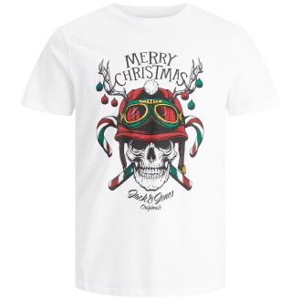 Weihnachts-Shirt mit Skull-Print weiß_WHITE | 3XL