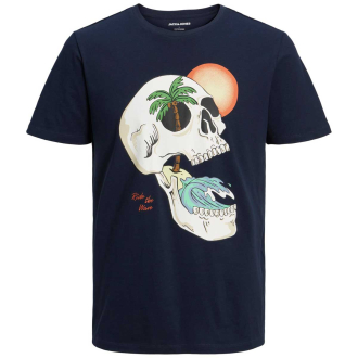 T-Shirt mit Skull-Print blau_NAVYBLAZER | 3XL