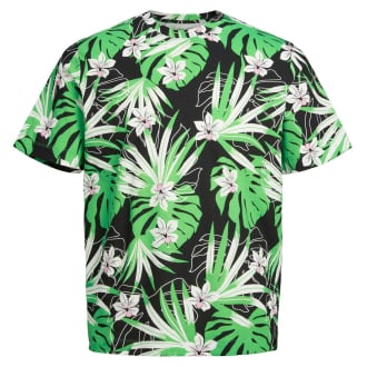 T-Shirt mit Allover-Print schwarz_BLACK/FLOWERS | 4XL